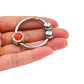 Harry Guy Glans Ring With Red Gem